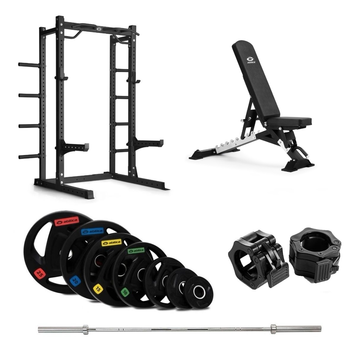 HR 500 Half Rack Olympic med bænk – 150 kg